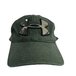 Men's Under Armor Hat Cap Hunter Green w/ Camo Patch Logo‎ Adjustable Strap Back